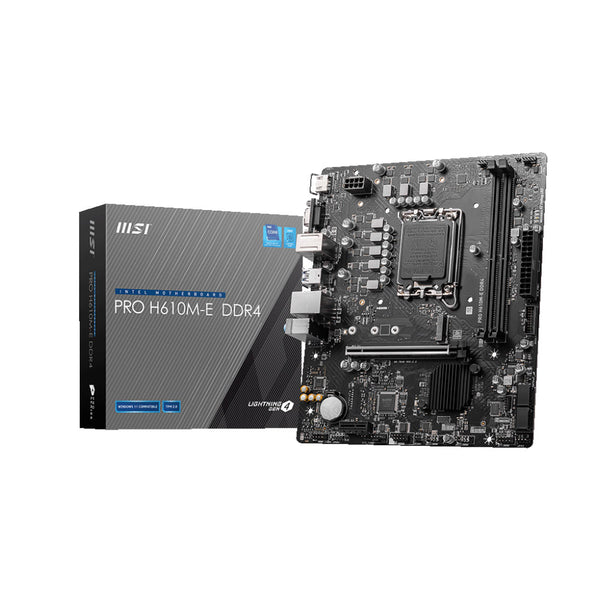 MSI PRO H610M-E DDR4 Intel H610 LGA 1700 Micro-ATX Motherboard with PCIe 4.0 and M.2 Slot