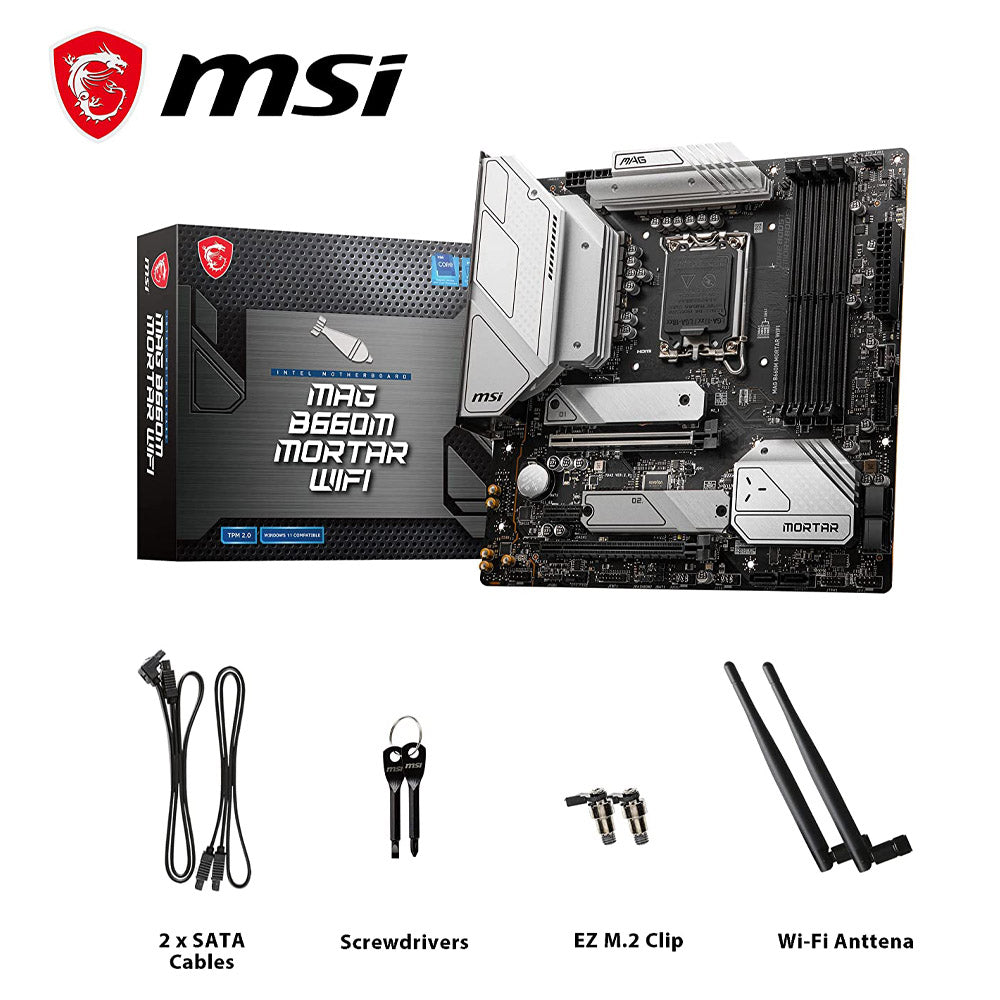 MSI MAG B660M MORTAR WIFI DDR5 Intel B660 LGA 1700 माइक्रो-ATX मदरबोर्ड डुअल M.2 के साथ