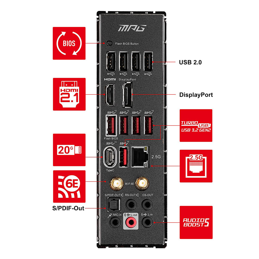 MSI MPG Z690 CARBON WIFI Intel Z690 LGA 1700 ATX मदरबोर्ड PCIe 5.0 और 5 M.2 स्लॉट के साथ