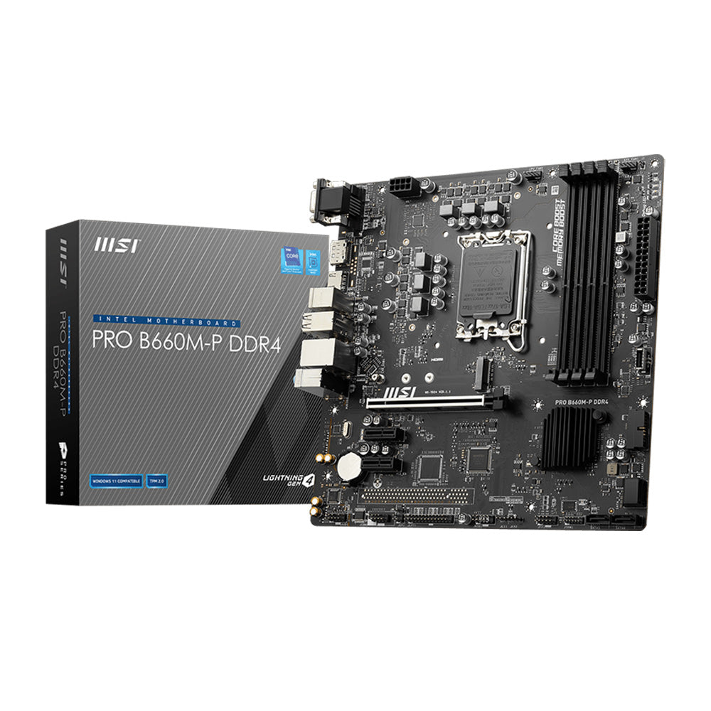 MSI PRO B660M-P DDR4 Intel B660 LGA 1700 Micro-ATX Motherboard with PCIe 4.0 and M.2 Slot