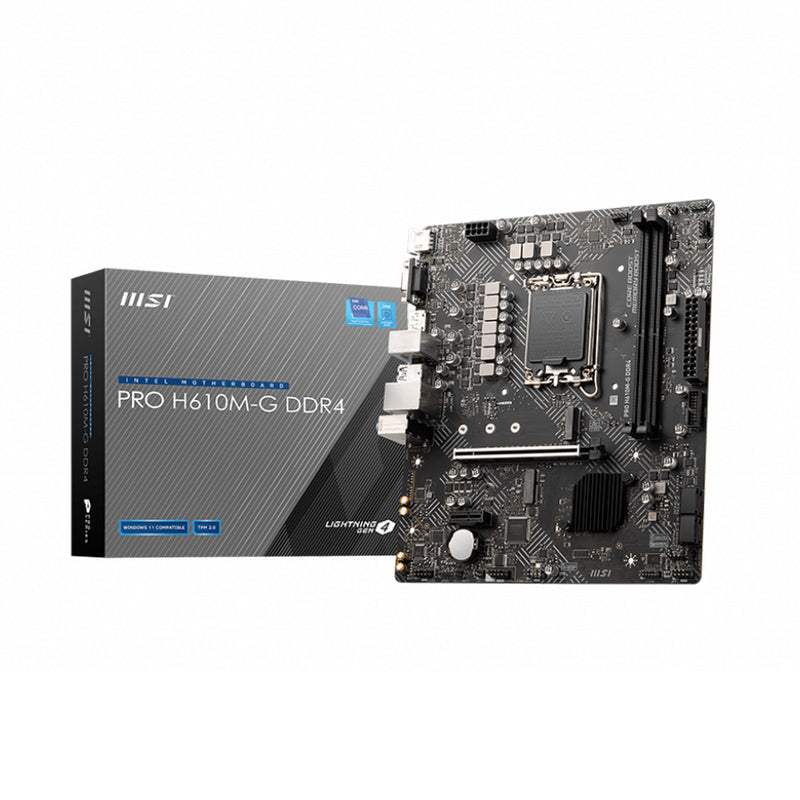MSI PRO H610M-G DDR4 Intel H610 LGA 1700 Micro-ATX Motherboard with PCIe 4.0 and M.2 Slot