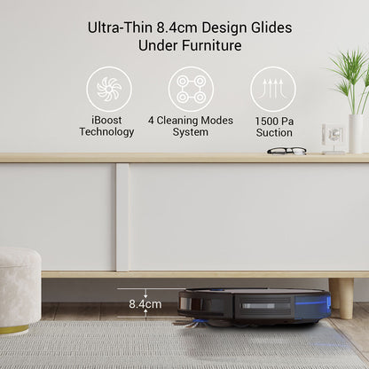 Milagrow BlackCat 21 Full Wet and Dry Robotic Vacuum Cleaner with Water Tank iBoost Suction and Self-Charging