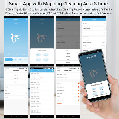 Milagrow BlackCat 21 Full Wet and Dry Robotic Vacuum Cleaner with Water Tank iBoost Suction and Self-Charging