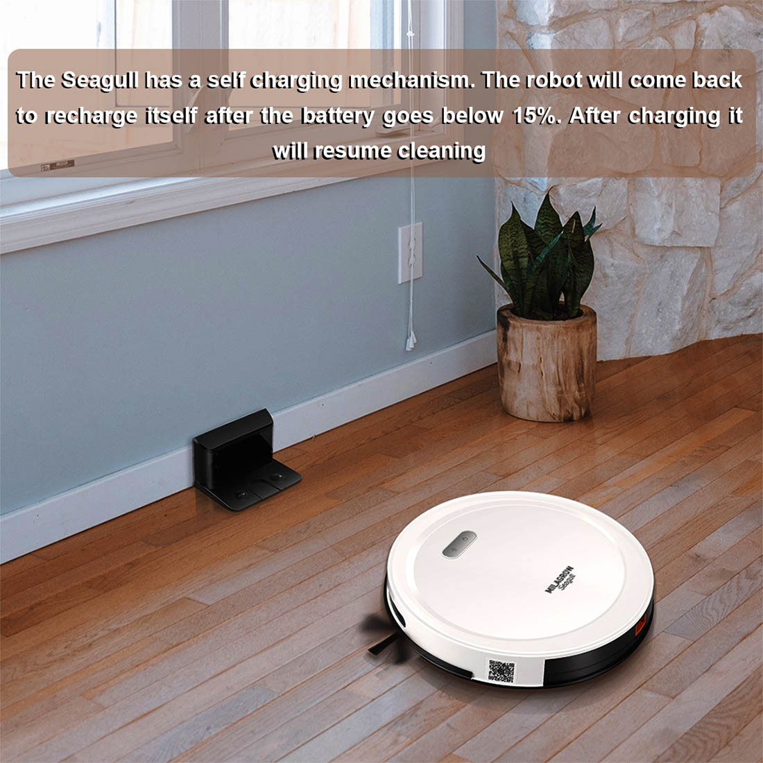 Milagrow Seagull Joy Full Dry and Slight Wet Mopping Robotic Vacuum Cleaner with Scheduling and Self-Charging