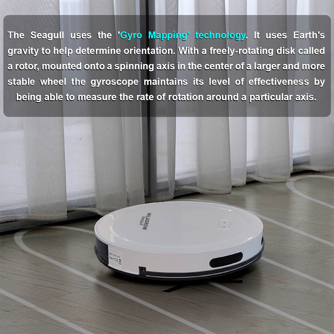 Milagrow Seagull Prime Full Dry and Slight Wet Mopping Robotic Vacuum Cleaner with Remote Controller and Self-Charging