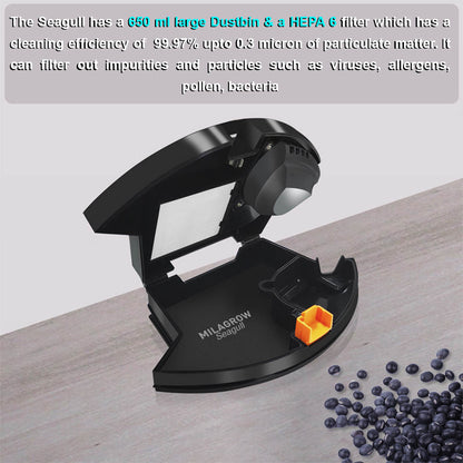 Milagrow Seagull Prime Full Dry and Slight Wet Mopping Robotic Vacuum Cleaner with Remote Controller and Self-Charging