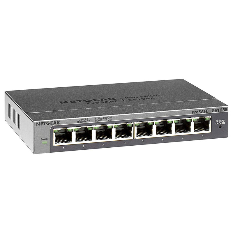 NETGEAR GS108E 8-Port Gigabit Plus Network Hub