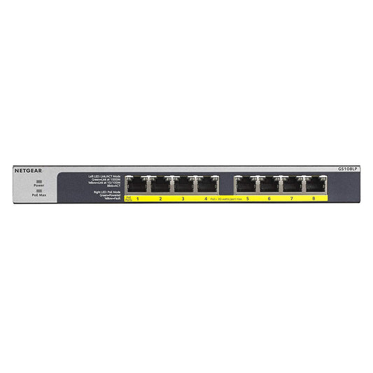 NETGEAR GS108LP 8-Port Gigabit Ethernet PoE+ Network Hub with FlexPoE