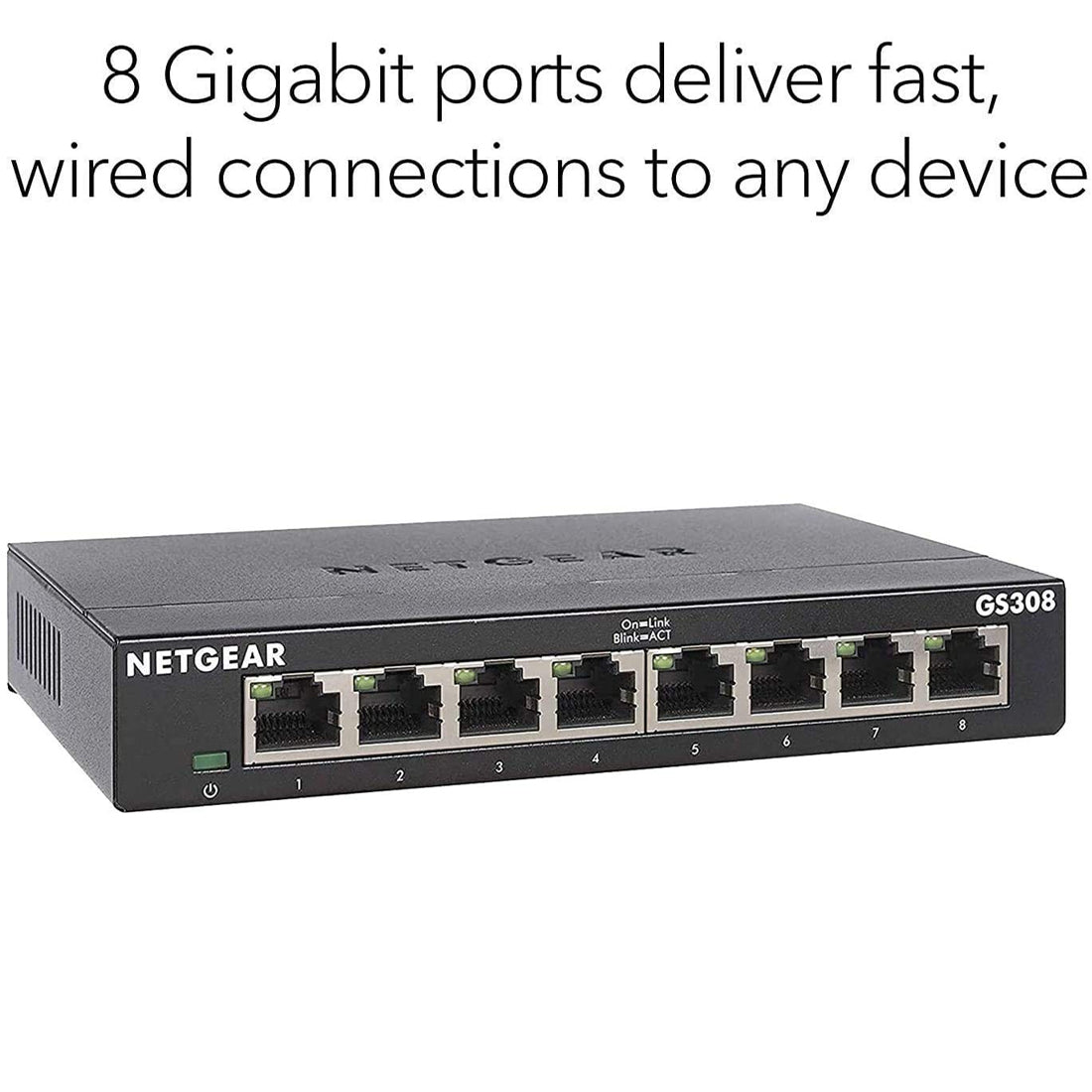 NETGEAR GS308 8 पोर्ट गीगाबिट ईथरनेट अप्रबंधित नेटवर्क हब