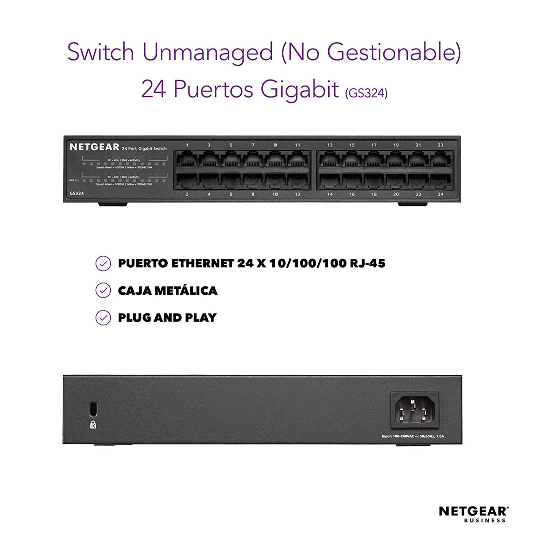 NETGEAR GS324 24 Port Unmanaged Switch Network Hub