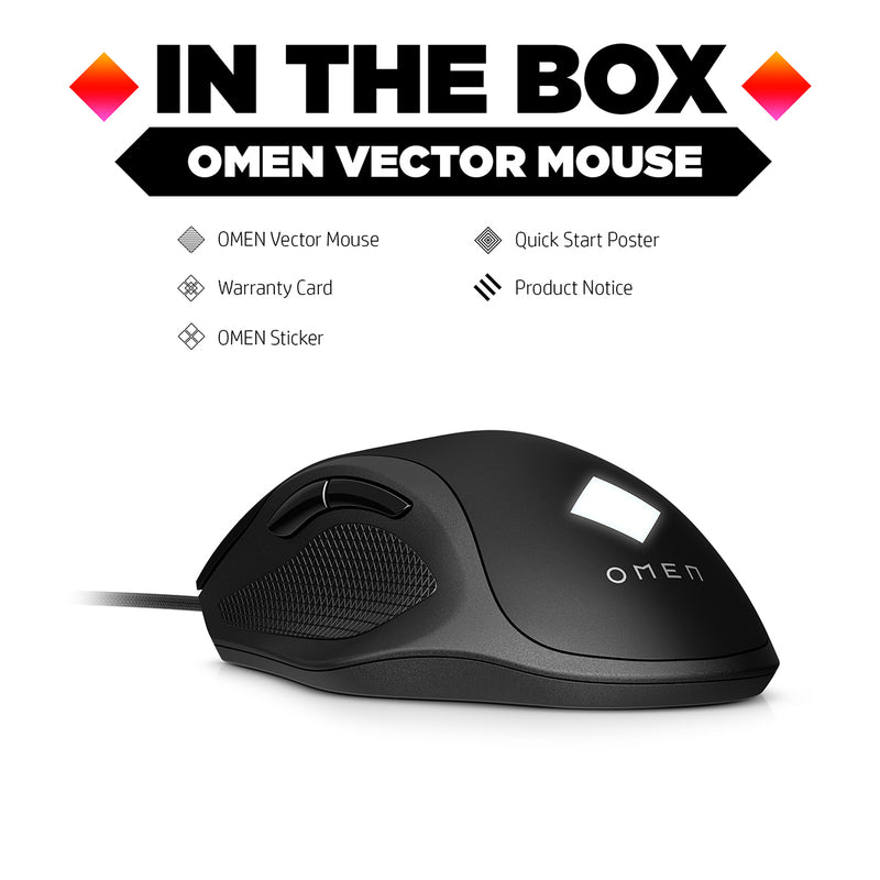 OMEN Vector RGB Gaming Wired Mouse with 6 Button Omron Switches & Radar 3 Sensor