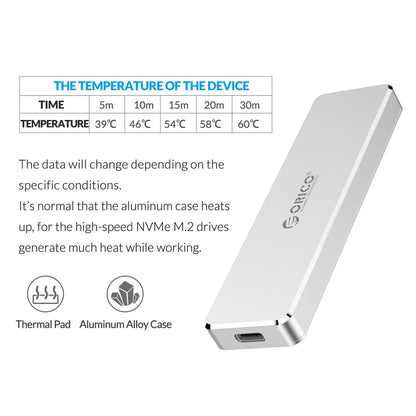 ORICO PVM2 Mini Clip-open M.2 SSD Enclosure with M.2 M-Key Interface - Silver