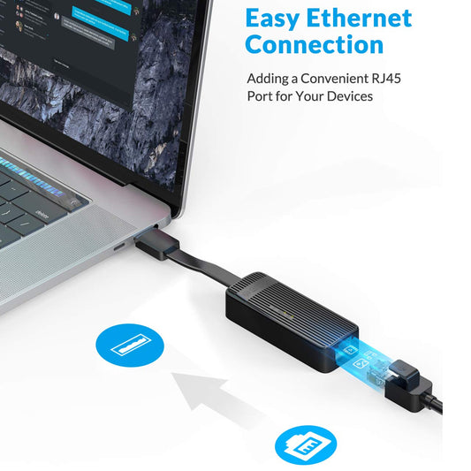 Orico UTK-U2 USB to Ethernet Adapter with USB 2.0 Type-A - Black