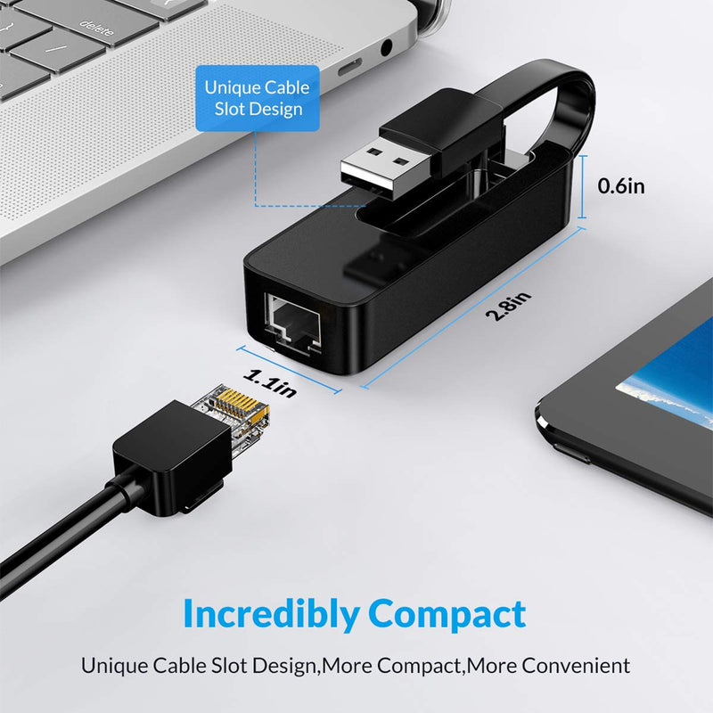 Orico UTK-U2 USB to Ethernet Adapter with USB 2.0 Type-A - Black