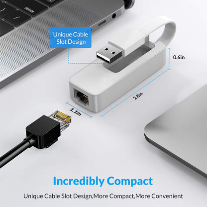 Orico UTK-U2 USB to Ethernet Adapter with USB 2.0 Type-A - White