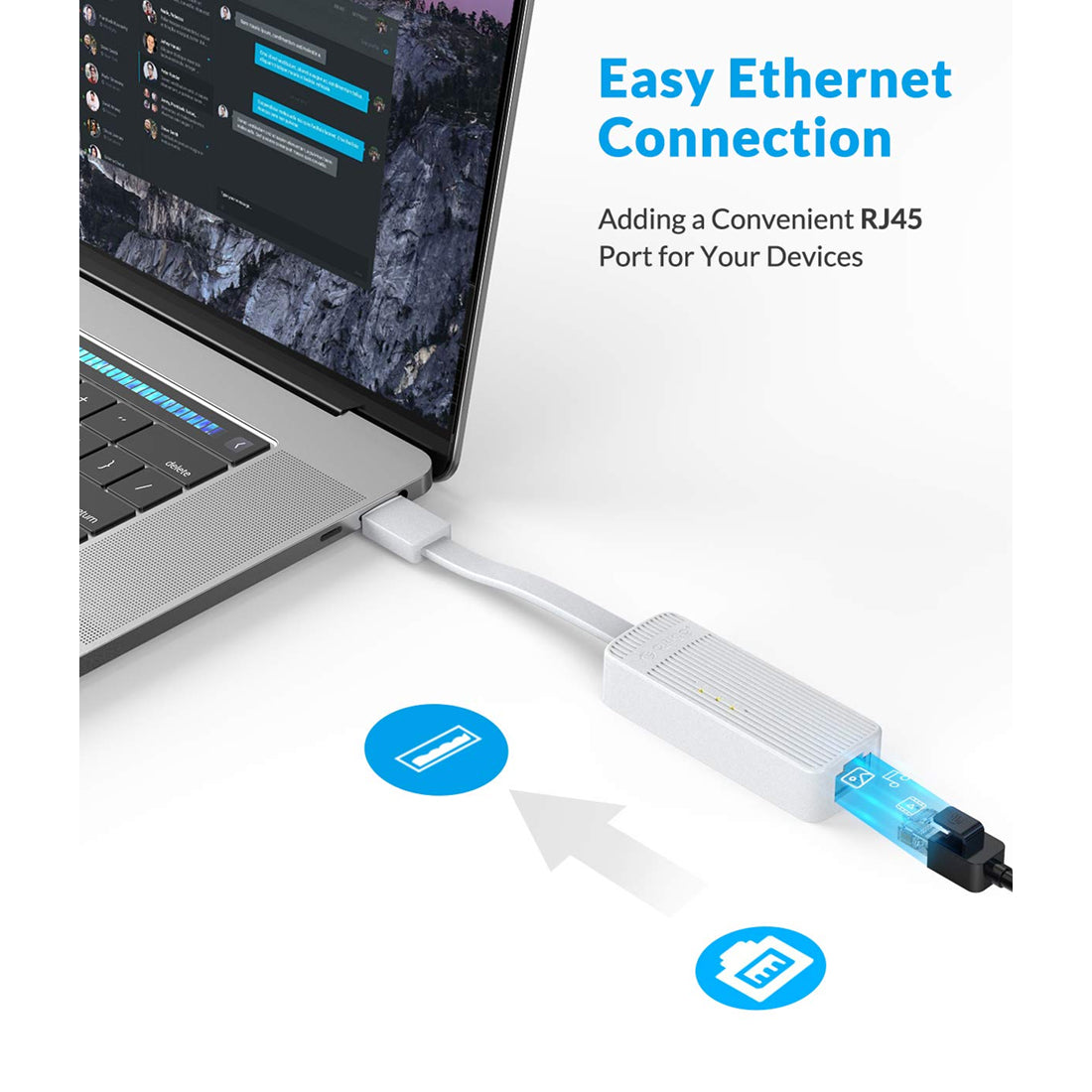 Orico UTK-U2 USB to Ethernet Adapter with USB 2.0 Type-A - White