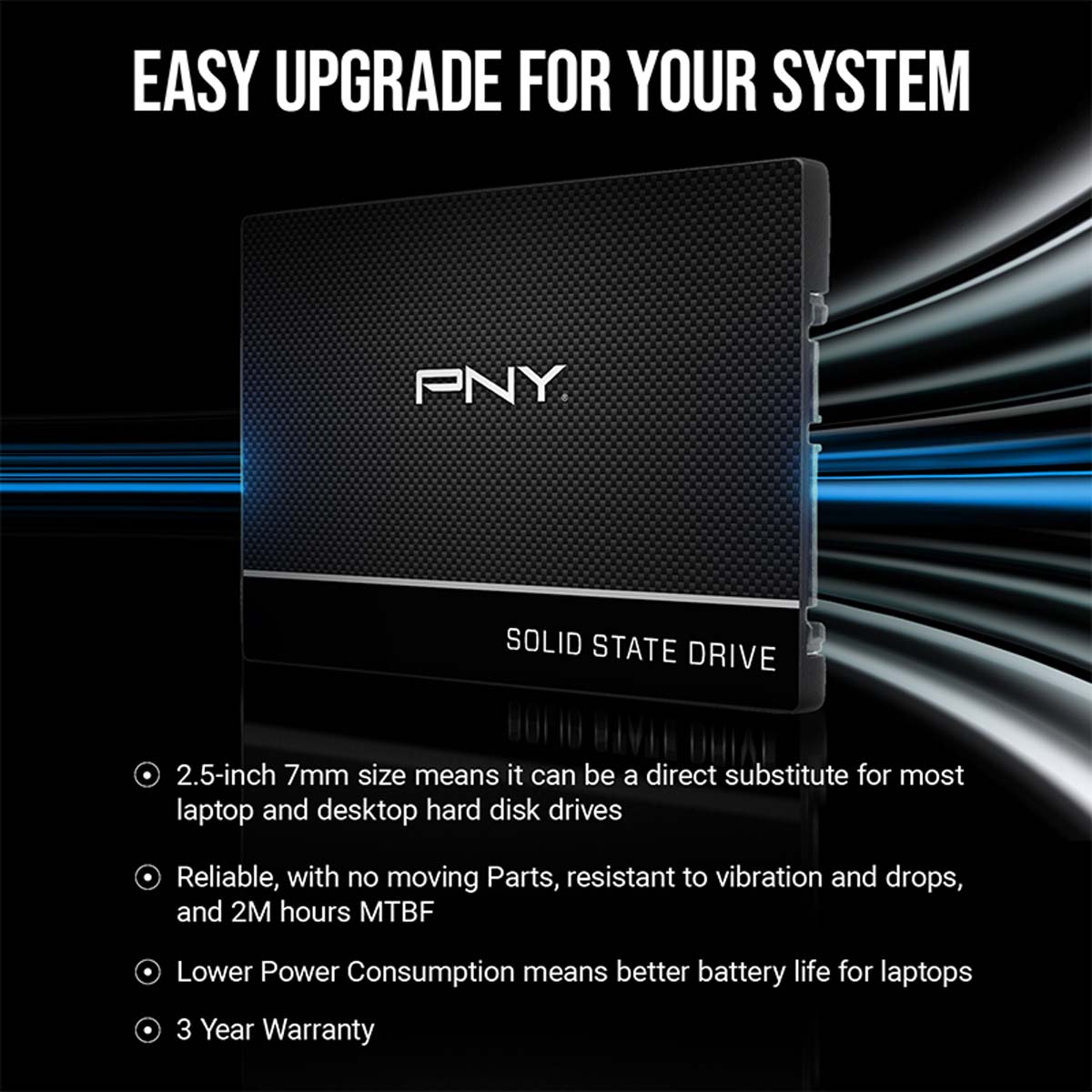 PNY CS900 120GB 2.5-Inch SATA III Internal SSD with 515 MB/s Read Speed and 490 MB/s Write Speed