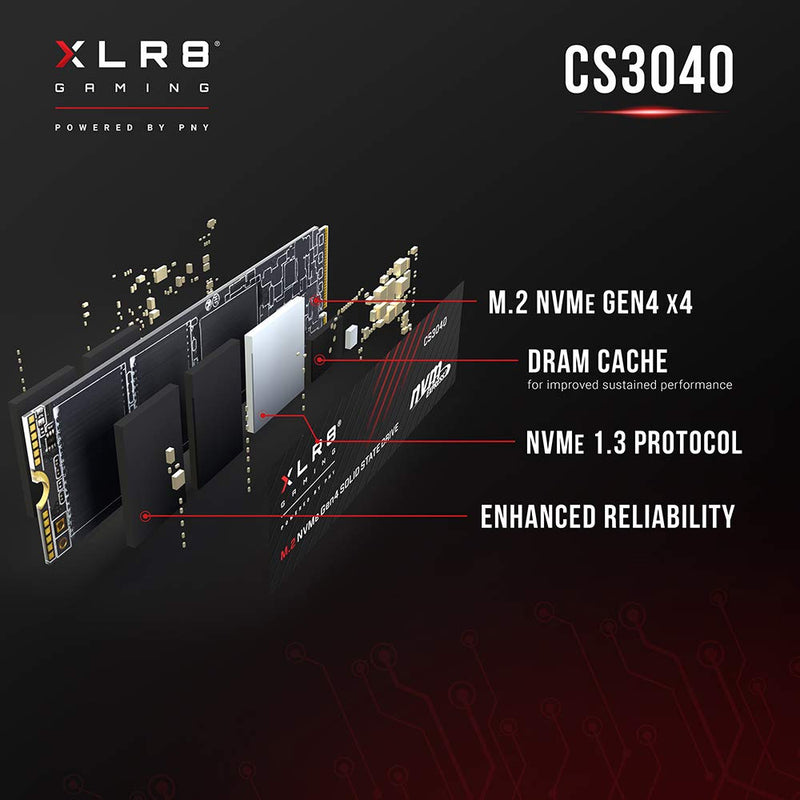 PNY XLR8 CS3040 500GB M.2 NVMe PCIe Gen 4 Internal SSD