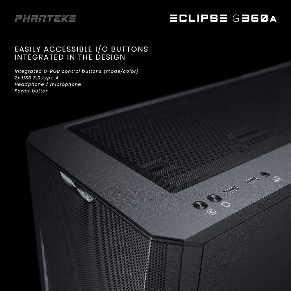 Phanteks Eclipse G360A ATX Mid-Tower Cabinet with 3 Pre-installed 120mm  DRGB Fans