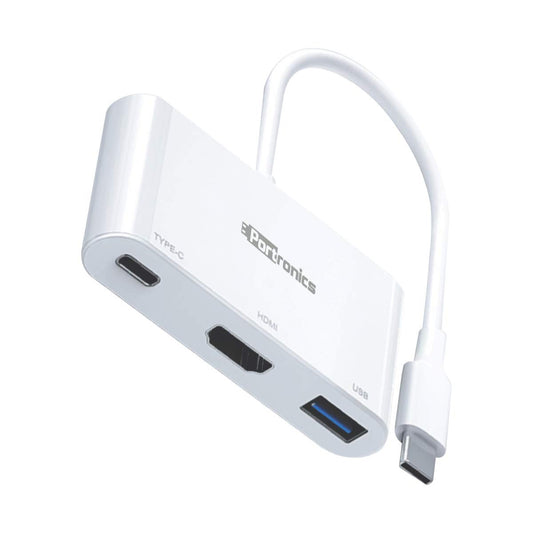 Portronics C-Konnect 3-in-1 USB Type-C Adapter with 100W Power Delivery and 4K Support