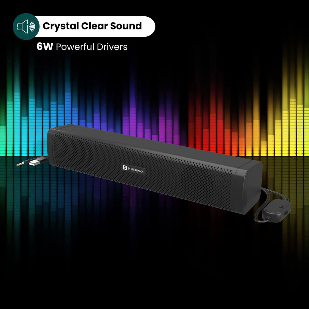 Portronics In Tune 2 6W Portable Wired USB Speaker with Dual Connectivity