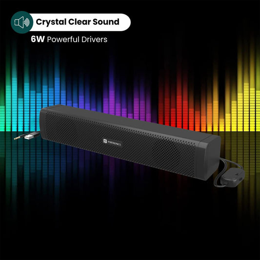 Portronics In Tune 2 6W Portable Wired USB Speaker with Dual Connectivity