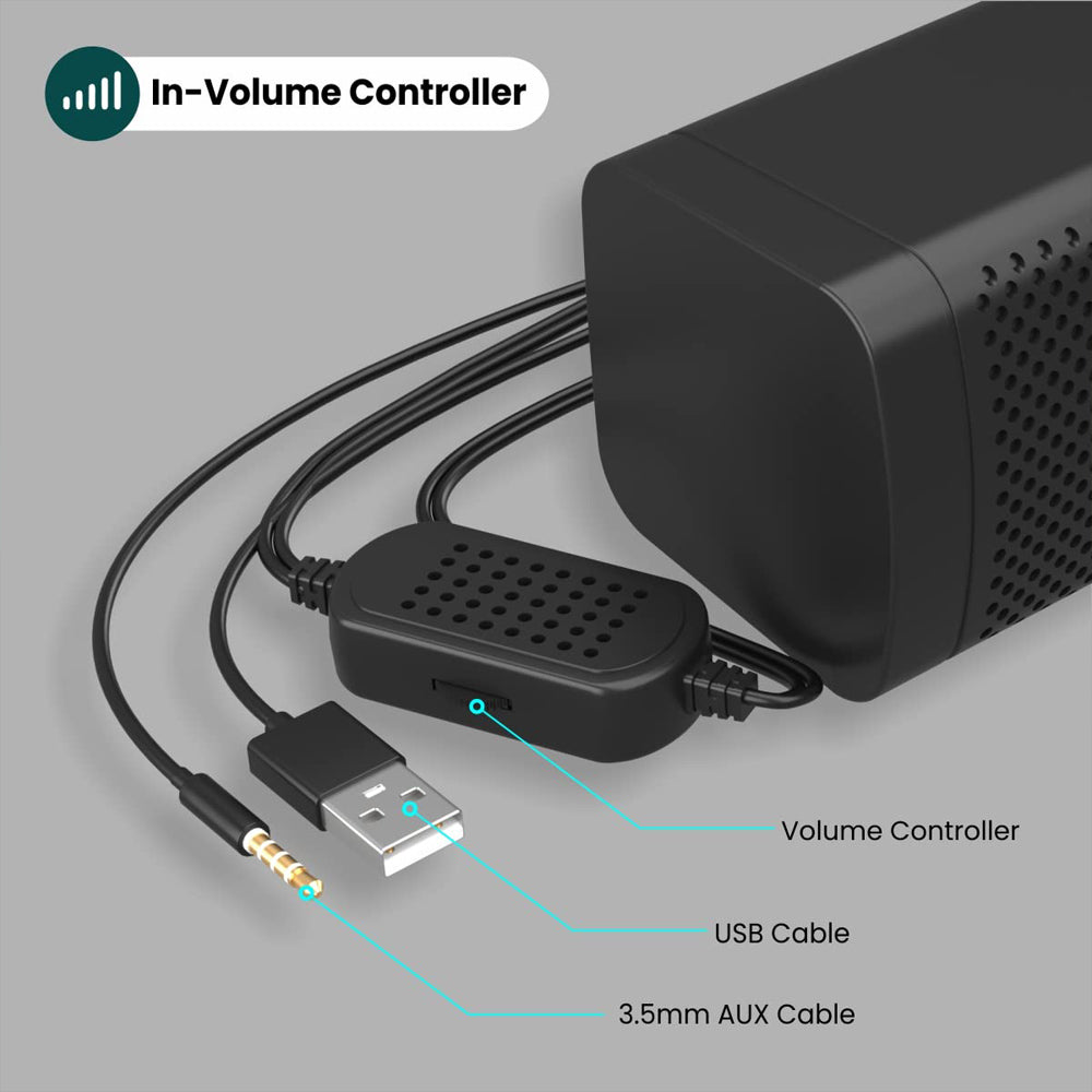 Portronics In Tune 2 6W Portable Wired USB Speaker with Dual Connectivity