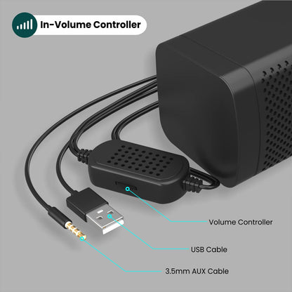 Portronics In Tune 2 6W Portable Wired USB Speaker with Dual Connectivity