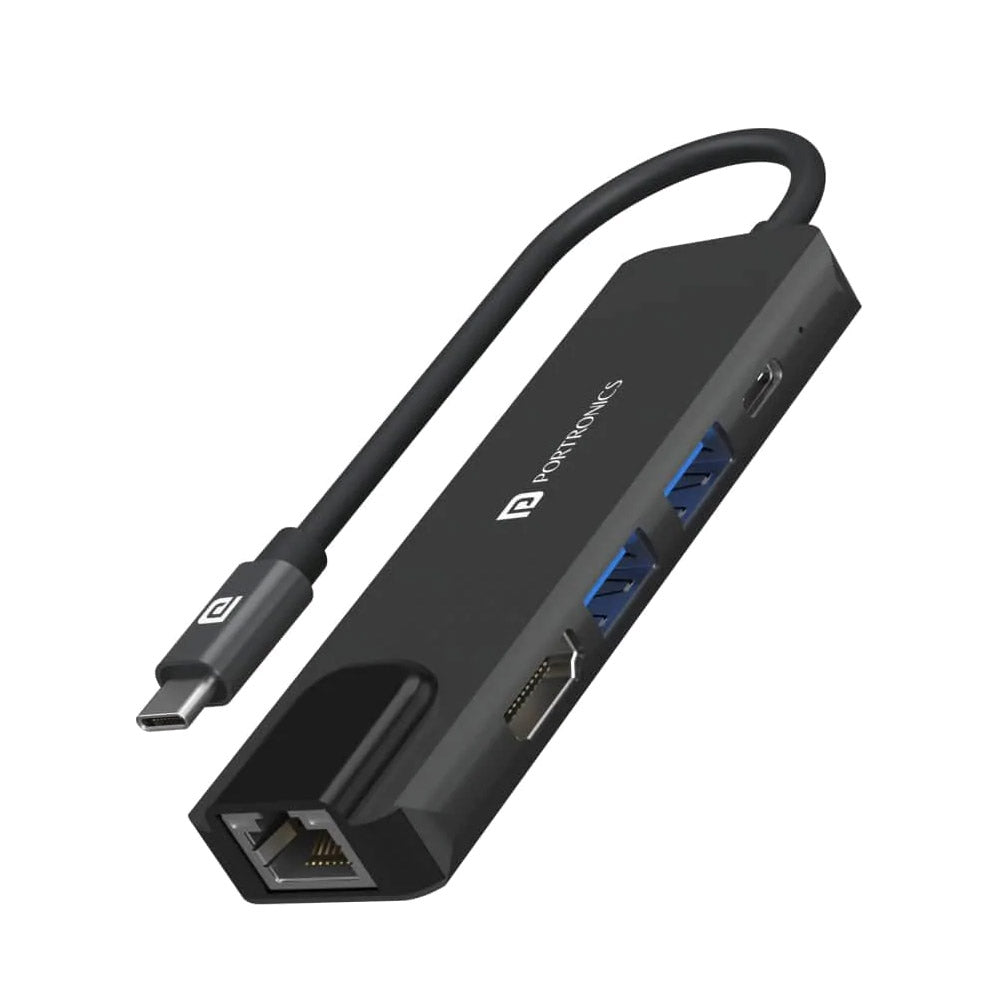 Portronics Mport 51 5-In-1 Type-C USB Hub with Ethernet and HDMI Port