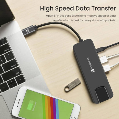 Portronics Mport 51 5-In-1 Type-C USB Hub with Ethernet and HDMI Port