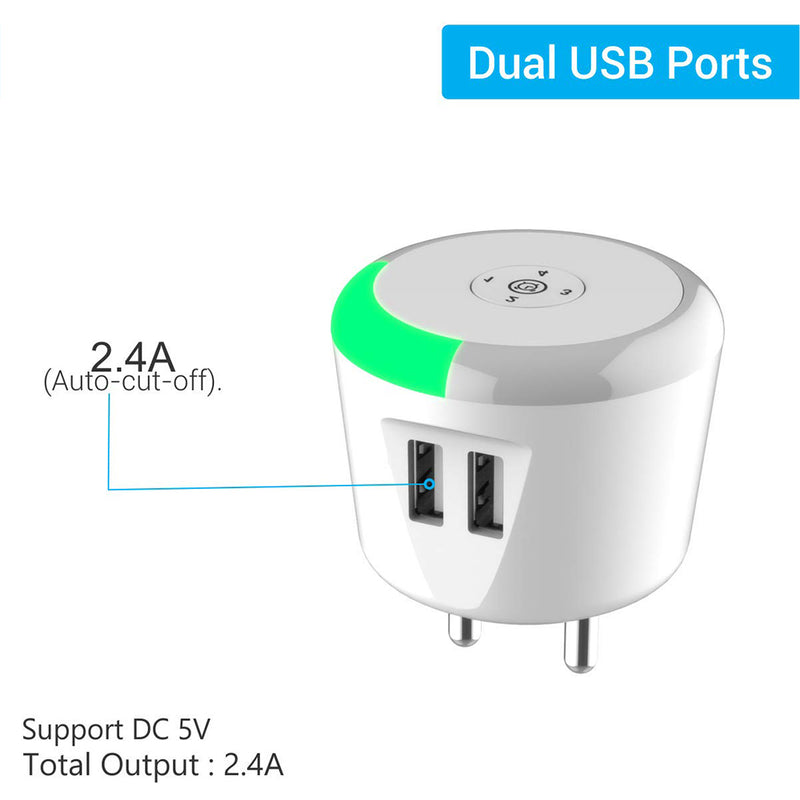 Portronics Adapto 464 Dual USB Wall Charger with Safe Time Control and  Auto Cut-Off