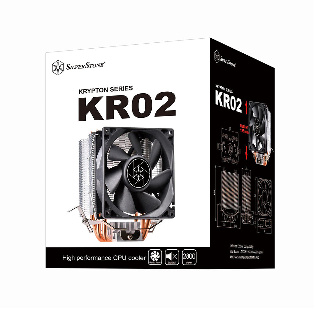 Silverstone KR02 CPU Air Cooler with PWM 92mm LED Silent Fan and Speed Up to 2000 rpm