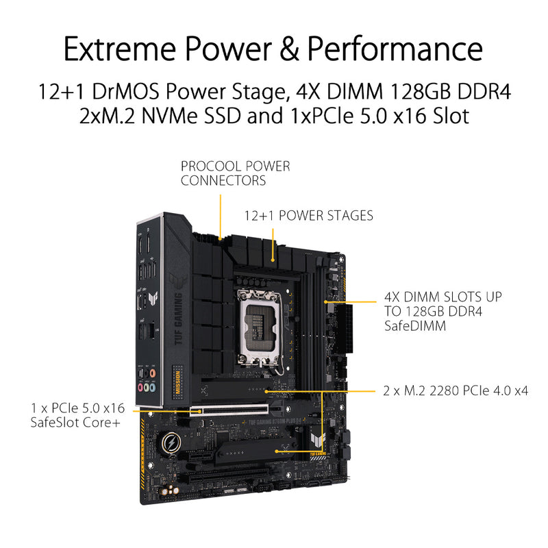 ASUS TUF GAMING B760M-PLUS D4 Intel B760 LGA 1700 Micro-ATX Gaming Motherboard