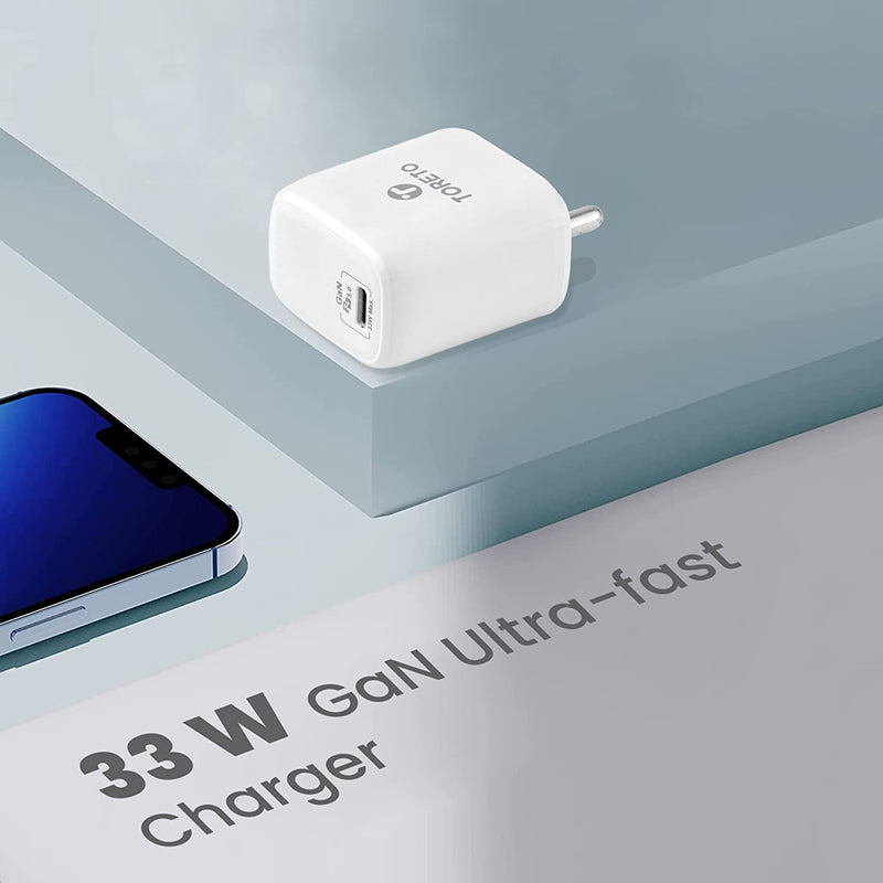 Toreto Flash Nano 4 33W USB-C Fast Charging Adapter with USB-C to USB-C Cable
