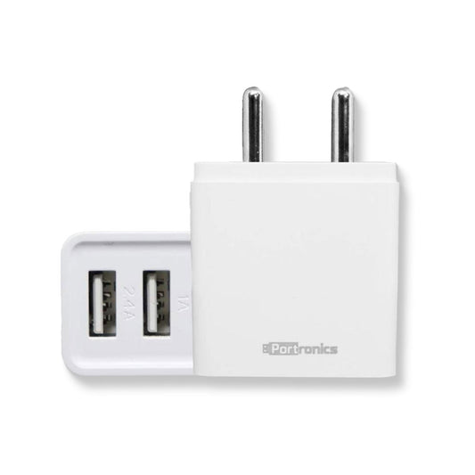 Portronics Adapto 646 वॉल अडैप्टर फास्ट चार्जिंग और ड्युअल USB पोर्ट के साथ