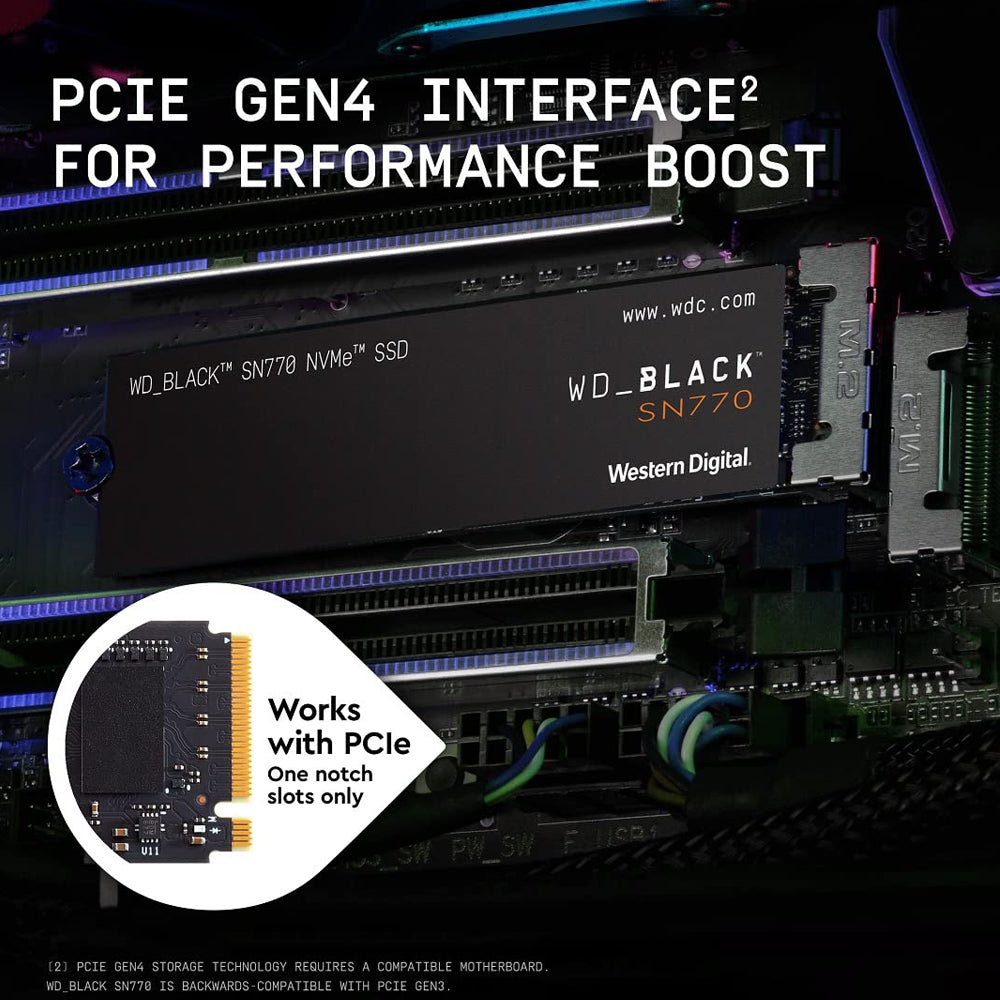 वेस्टर्न डिजिटल ब्लैक SN770 2TB M.2 NVMe PCIe 4.0 इंटरनल SSD