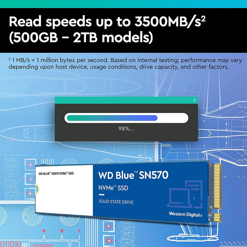 Western Digital Blue SN570 1TB M.2 NVMe PCIe 3.0 Internal SSD
