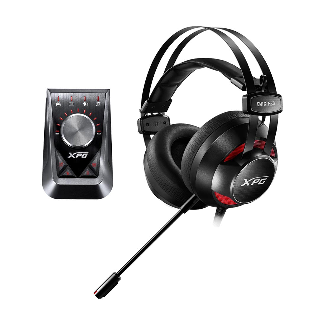 XPG EMIX H30 Over-Ear Gaming Headphone and SOLOX F30 Virtual 7.1 Amplifier