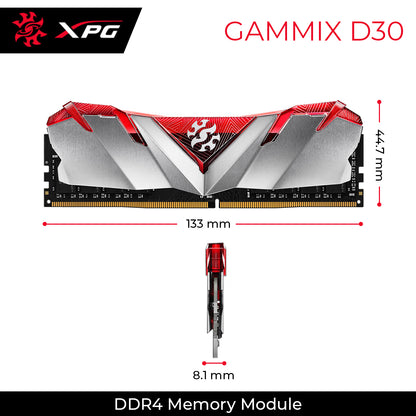 [पुन: पैक किया गया] XPG GAMMIX D30 16GB RAM DDR4 2666MHz UDIMM गेमिंग डेस्कटॉप मेमोरी