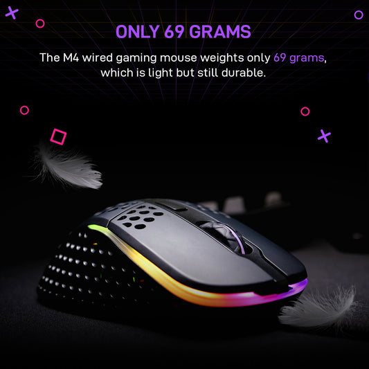 Xtrfy M4 Black RGB Wired Lightweight Gaming Mouse with Pixart 3389 optical sensor