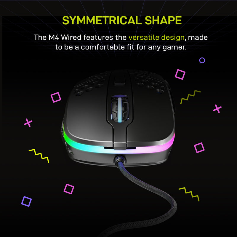 Xtrfy M4 Black RGB Wired Lightweight Gaming Mouse with Pixart 3389 optical sensor