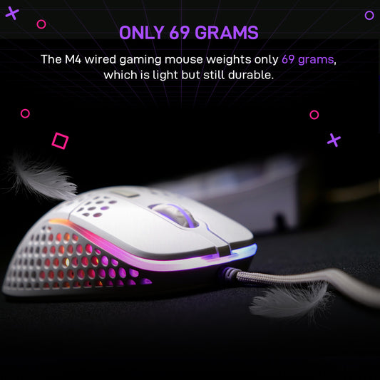Xtrfy M4 White RGB Wired Lightweight Gaming Mouse with Pixart 3389 optical sensor