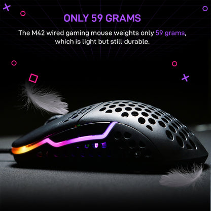 Xtrfy M42 Black RGB Wired Lightweight Gaming Mouse with Pixart 3389 optical sensor
