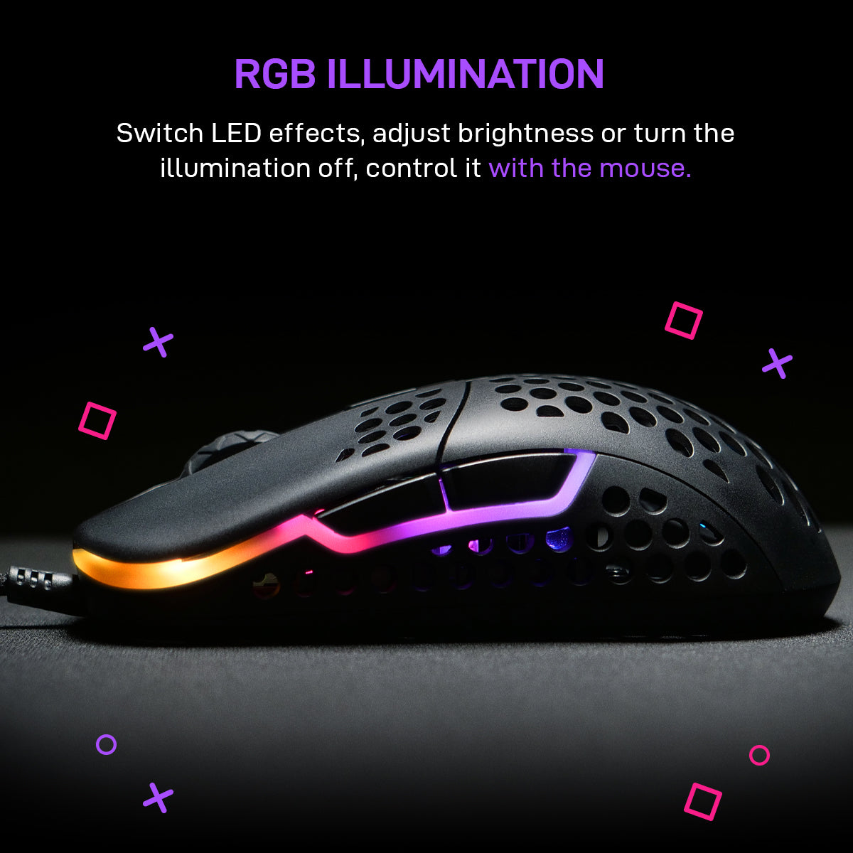 Xtrfy M42 Black RGB Wired Lightweight Gaming Mouse with Pixart 3389 optical sensor