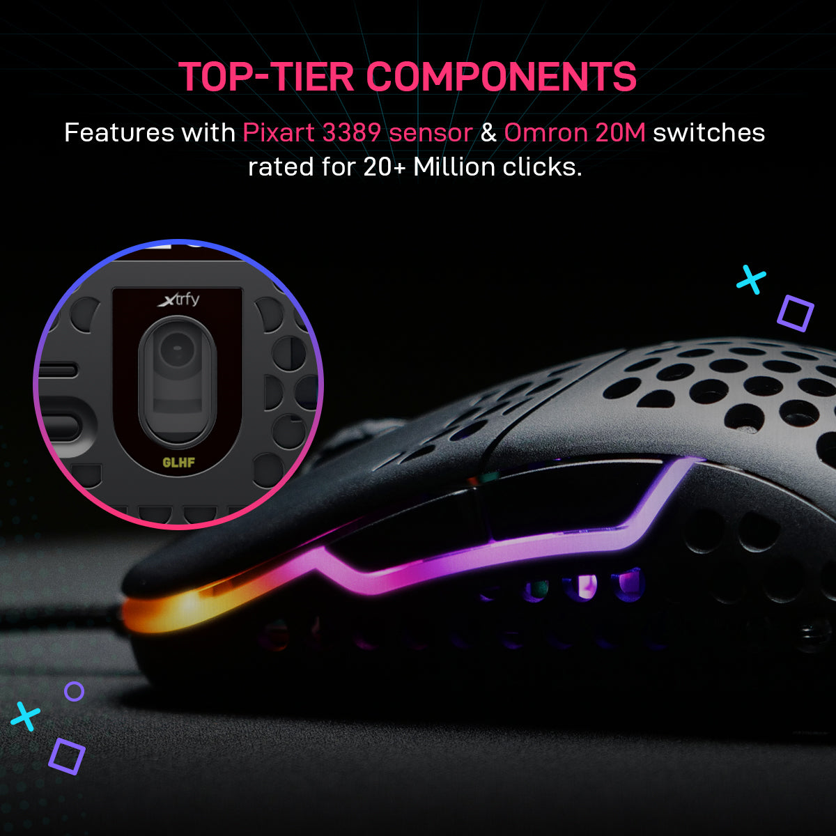 Xtrfy M42 Black RGB Wired Lightweight Gaming Mouse with Pixart 3389 optical sensor
