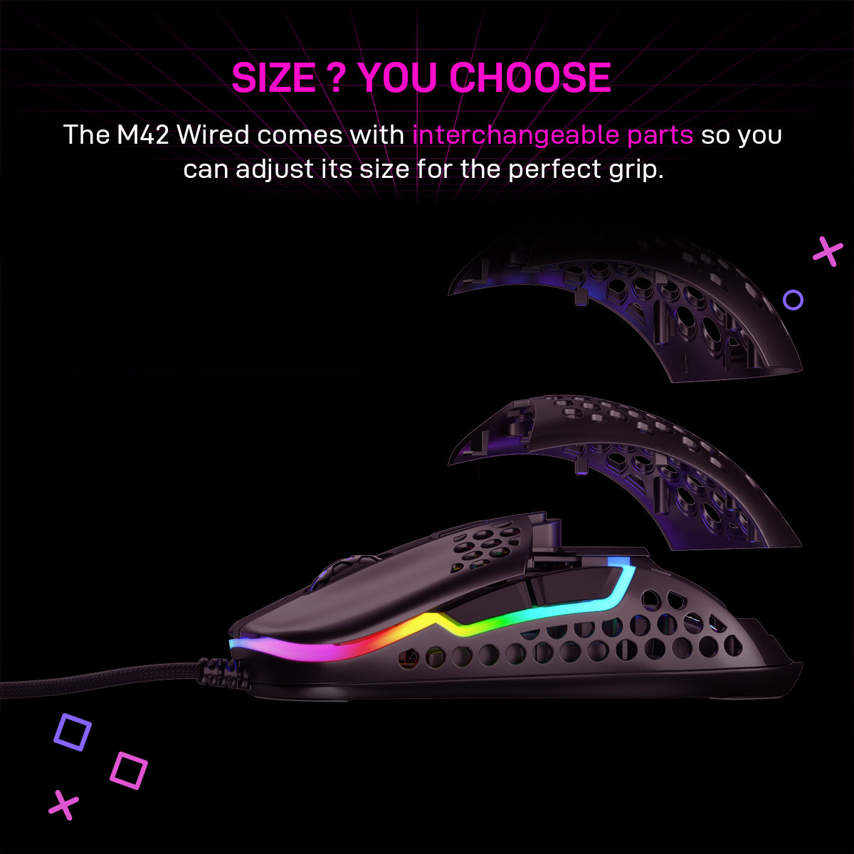 Xtrfy M42 Black RGB Wired Lightweight Gaming Mouse with Pixart 3389 optical sensor