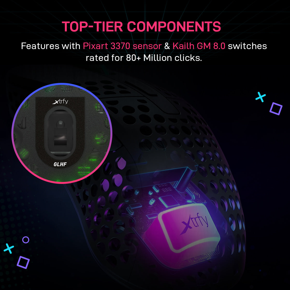 Xtrfy M4 Black Wireless Lightweight RGB Gaming Mouse with Pixart 3370 optical sensor
