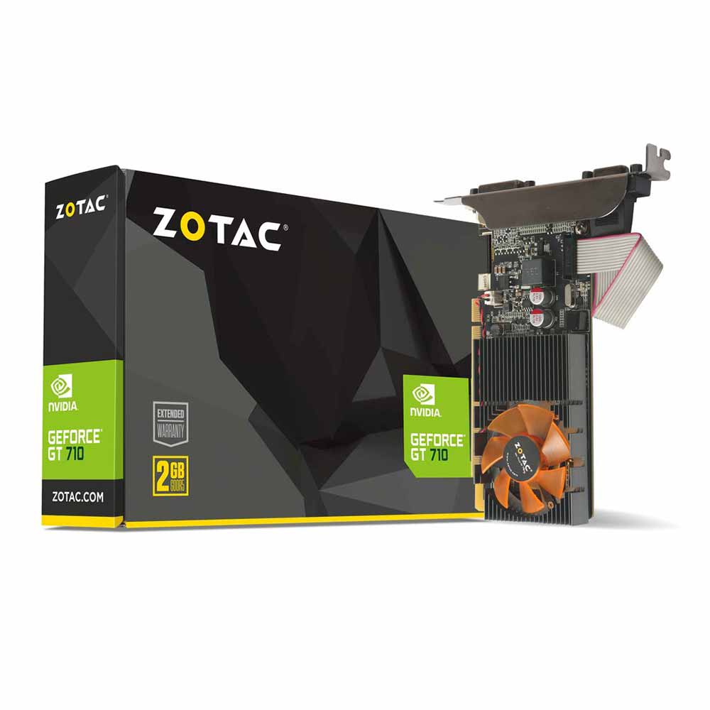 Zotac GeForce GT 710 DDR3 2GB 64-बिट ग्राफ़िक्स कार्ड सिंगल फैन और हीटसिंक के साथ