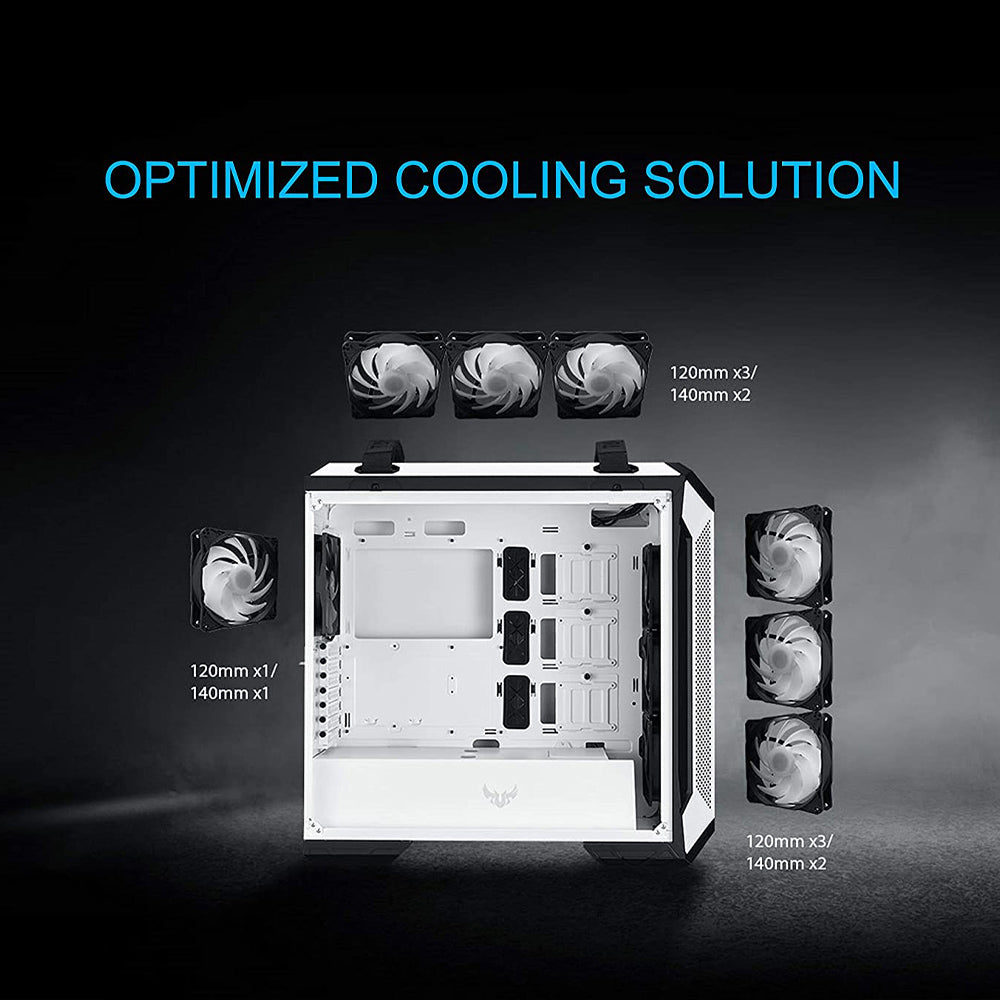 ASUS TUF Gaming GT501 White Edition E-ATX Mid Tower Cabinet with Three RGB 120mm Fans