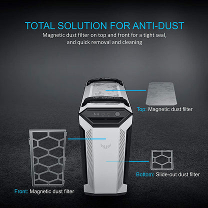 ASUS TUF Gaming GT501 White Edition E-ATX Mid Tower Cabinet with Three RGB 120mm Fans